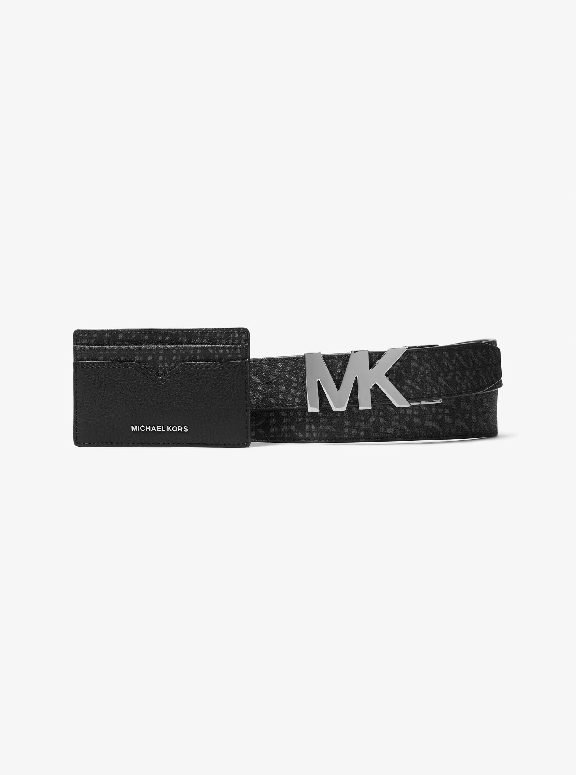 Michael Kors Leather and Signature Logo Card Case and Belt Gift Set - Preorder