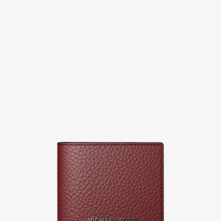 Michael Kors Hudson Pebbled Leather Billfold Wallet - Preorder — Deep Red