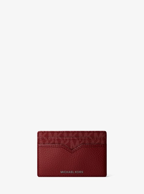 Michael Kors Hudson Pebbled Leather and Signature Logo Money Clip Card Case - Preorder
