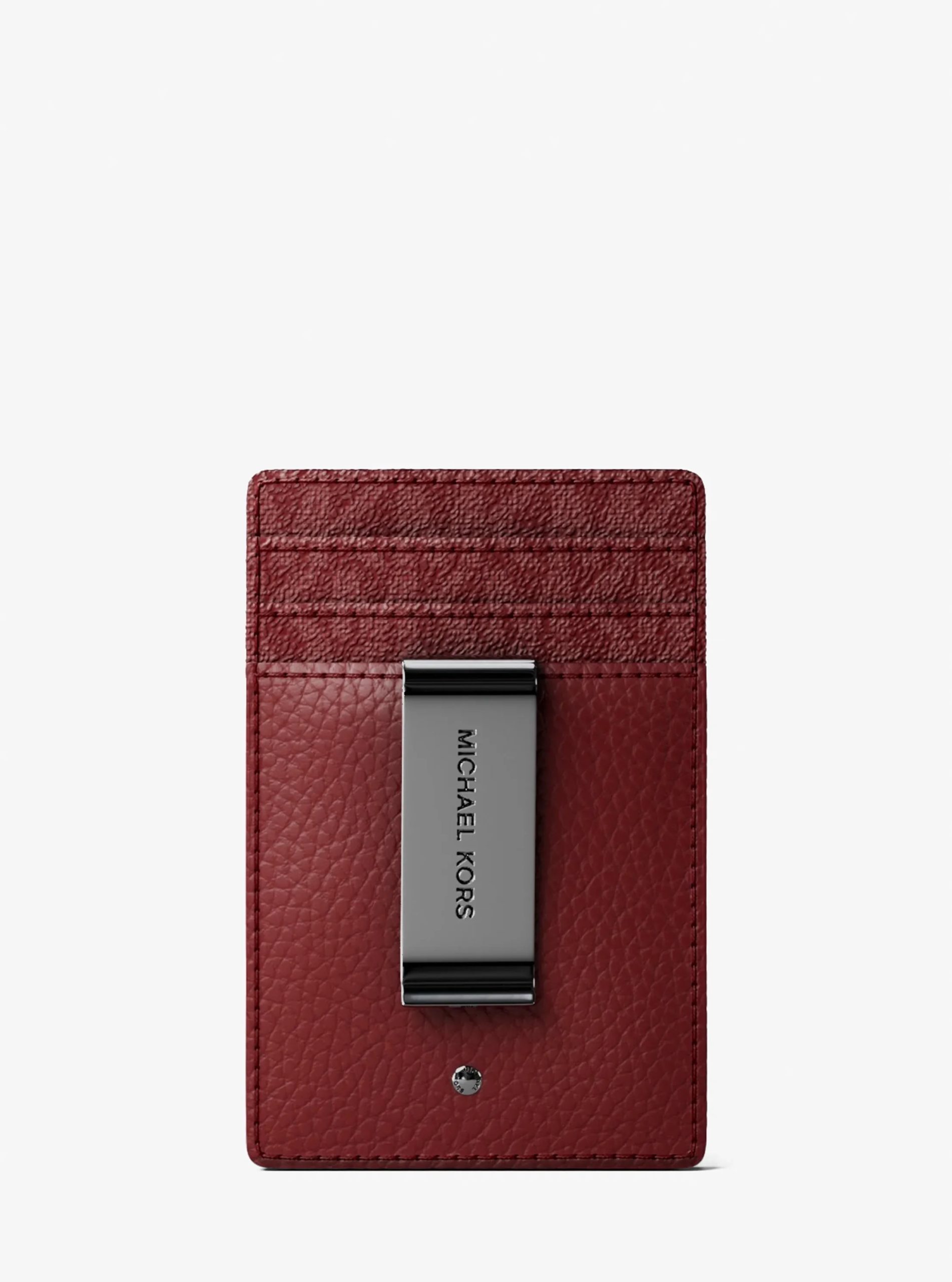 Michael Kors Hudson Pebbled Leather and Signature Logo Money Clip Card Case - Preorder