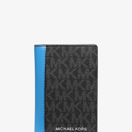 Michael Kors Hudson Signature Logo Folio Card Case - Preorder — Blue Multi