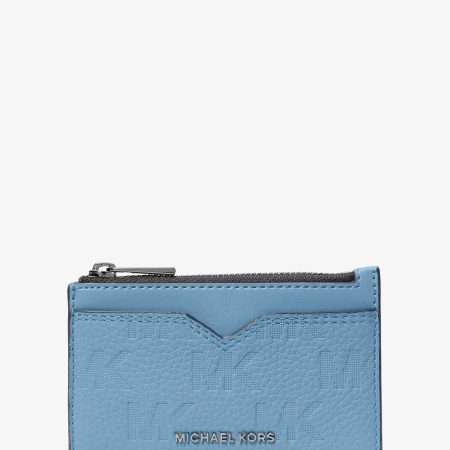 Michael Kors Hudson Logo Embossed Leather Card Case - Preorder — Chambray