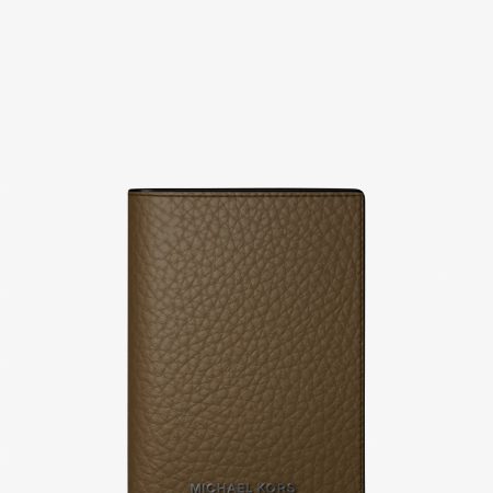 Michael Kors Hudson Pebbled Leather Folio Card Case - Preorder — Loden