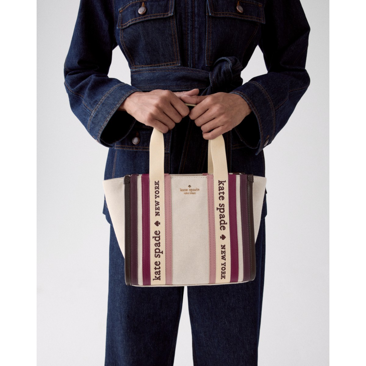 Kate Spade Kip Stripe Small Tote - Preorder — Deep Cherry Multi