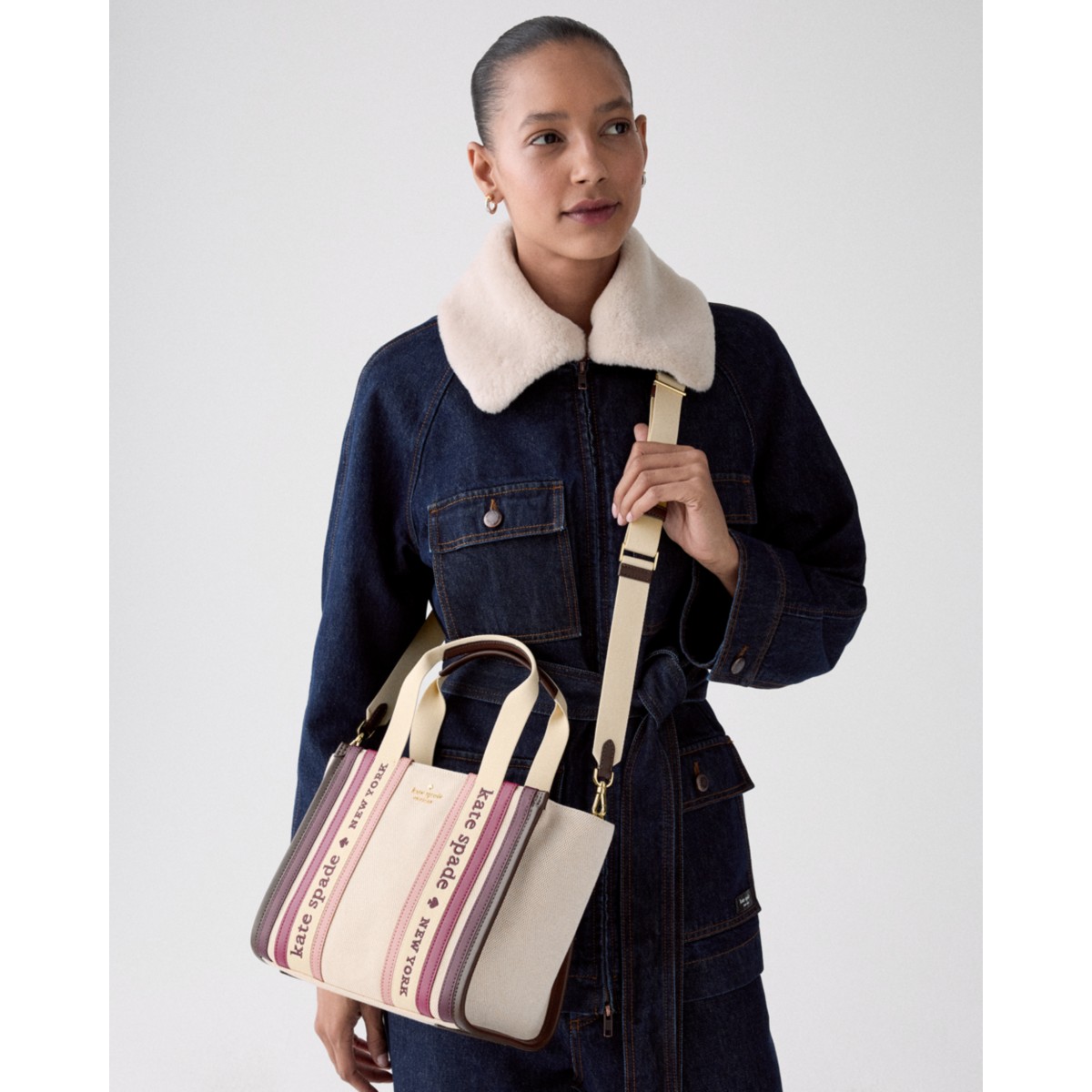 Kate Spade Kip Stripe Small Tote - Preorder — Deep Cherry Multi