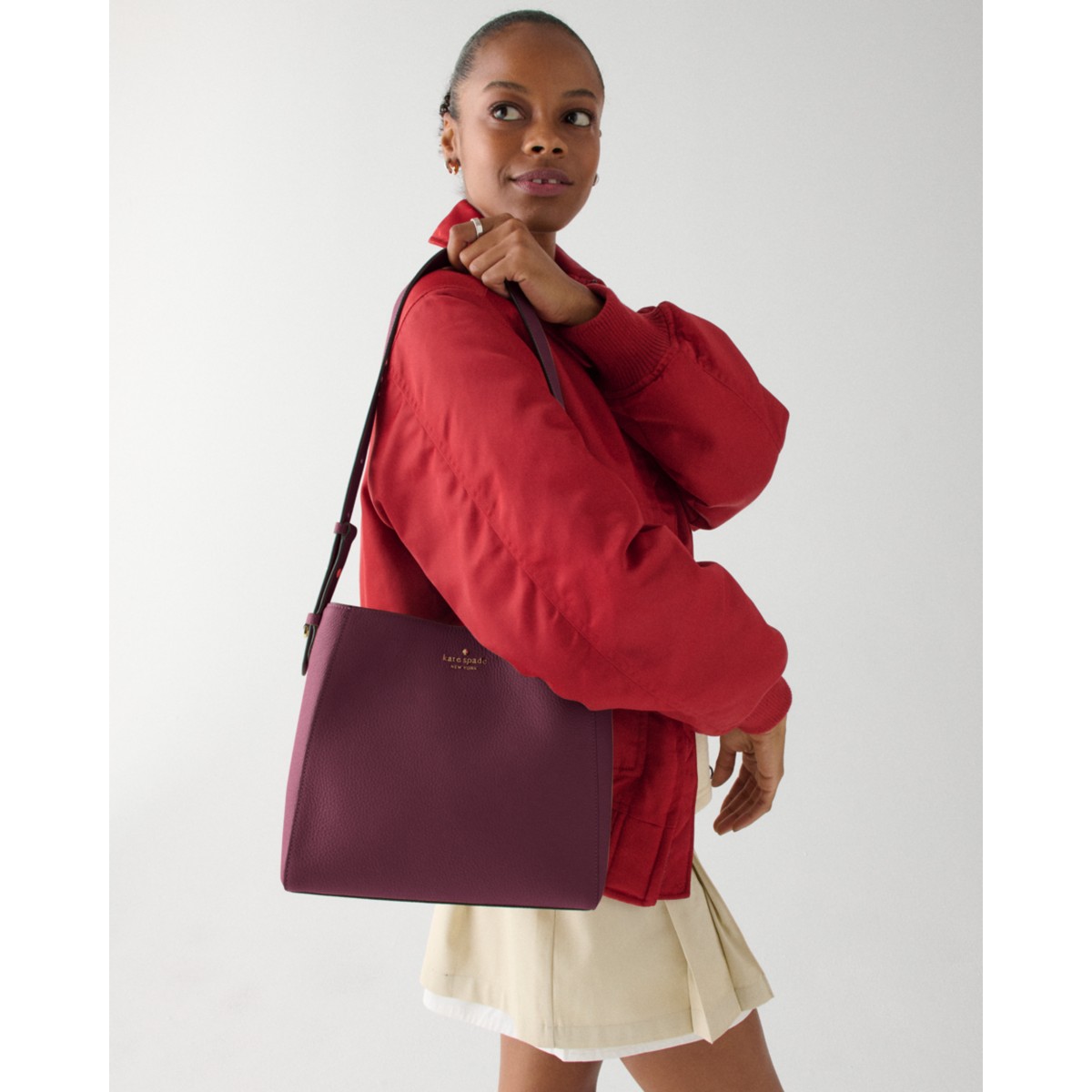 Kate Spade Juliette Medium Bucket Bag - Preorder — Deep Cherry