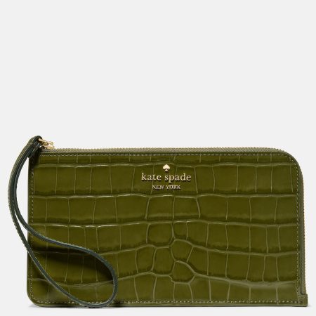 Kate Spade Lucy Croc Embossed Wristlet - Preorder — Enchanted Green (300)