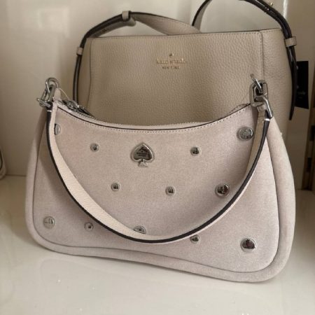 Kate Spade Kayla Suede Studs Small Convertible Shoulder Bag - Preorder — Milk Glass (650)