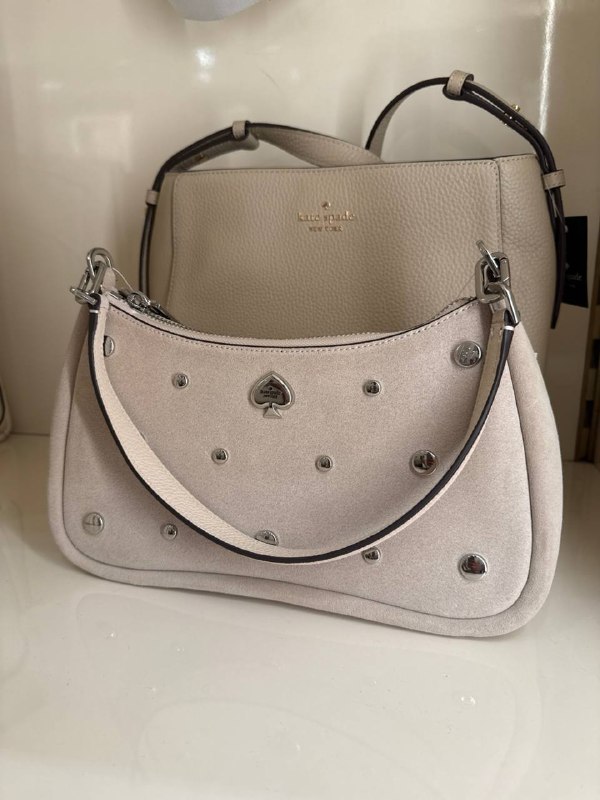 Kate Spade Kayla Suede Studs Small Convertible Shoulder Bag - Preorder — Milk Glass (650)