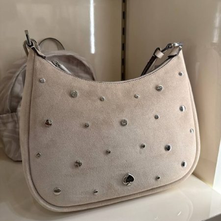 Kate Spade Kayla Suede Studs Large Shoulder Bag - Preorder — Milk Glass (650)