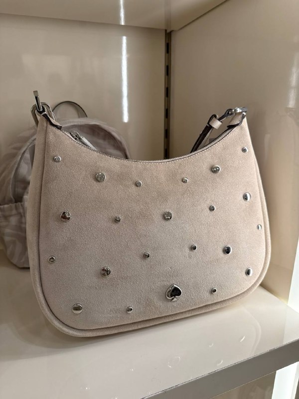Kate Spade Kayla Suede Studs Large Shoulder Bag - Preorder — Milk Glass (650)