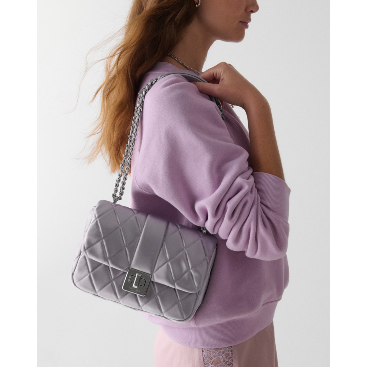 Kate Spade Carey Quilted Satin Small Flap Crossbody - Preorder — Gravel Grey