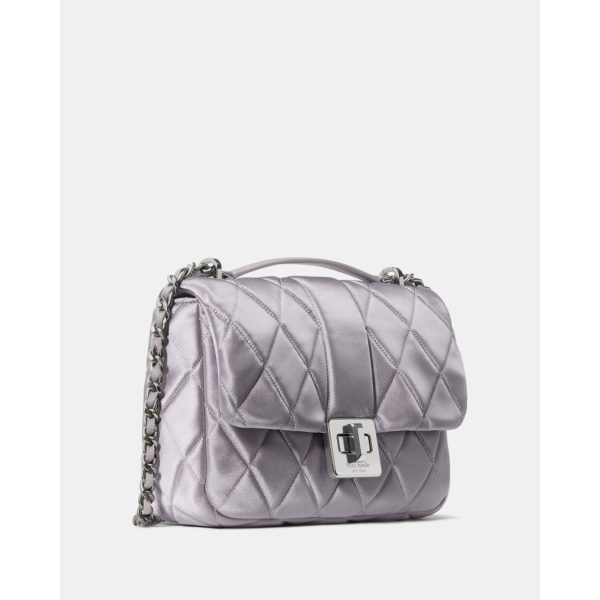 Kate Spade Carey Quilted Satin Small Flap Crossbody - Preorder — Gravel Grey
