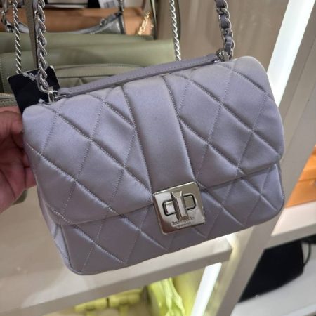 Kate Spade Carey Quilted Satin Small Flap Crossbody - Preorder — Gravel Grey (020)