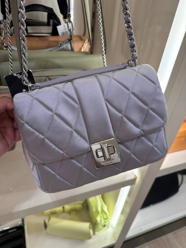 Kate Spade Carey Quilted Satin Small Flap Crossbody - Preorder — Gravel Gre (020)