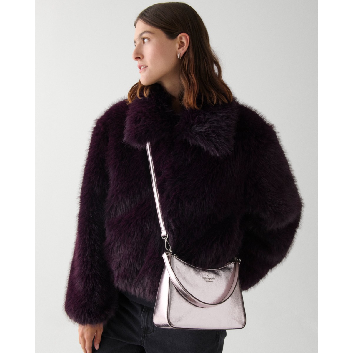 Kate Spade Margot Crinkle Metallic Convertible Shoulder Bag - Preorder — Lilac Moonlight