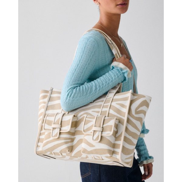 Kate Spade Kip Zebra Cargo Large Tote Bag - Preorder — Light Fawn Multi