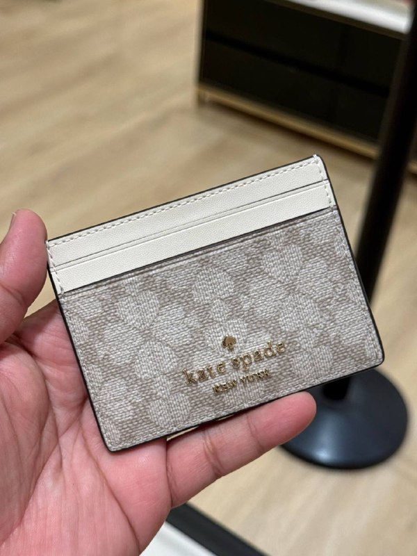 Kate Spade Spade Flower Small Slim Card Holder - Preorder — Dark Beige (251)