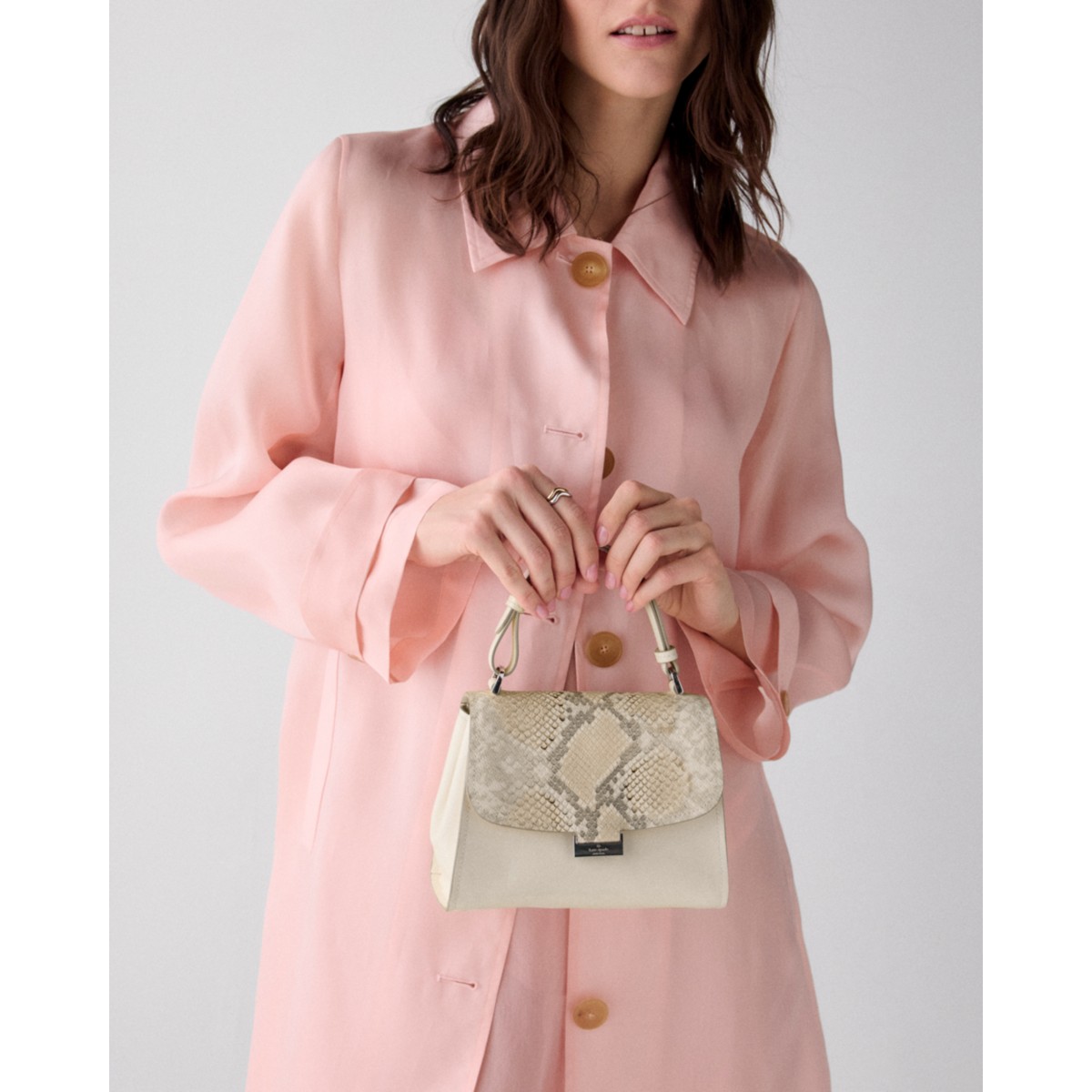 Kate Spade Riley Snake Embossed Small Top Handle Bag - Preorder — Natural Multi