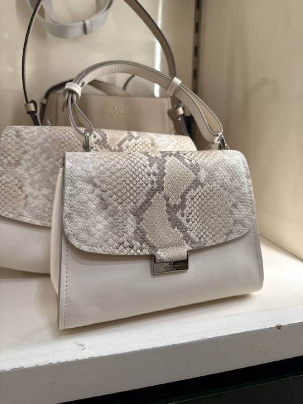 Kate Spade Riley Snake Embossed Small Top Handle Bag - Preorder — Natural Mu (250)