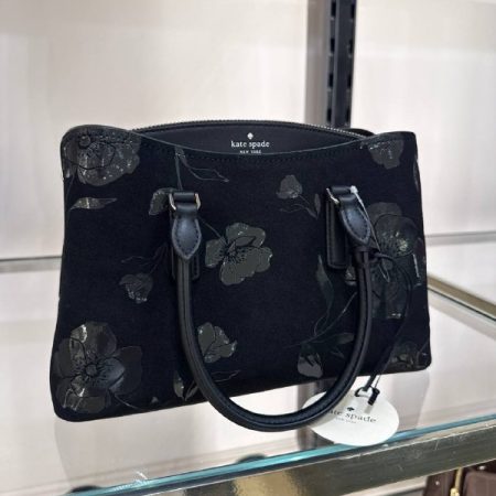 Kate Spade Thompson Street Floral Suede Small Satchel Bag - Preorder — Black (001)