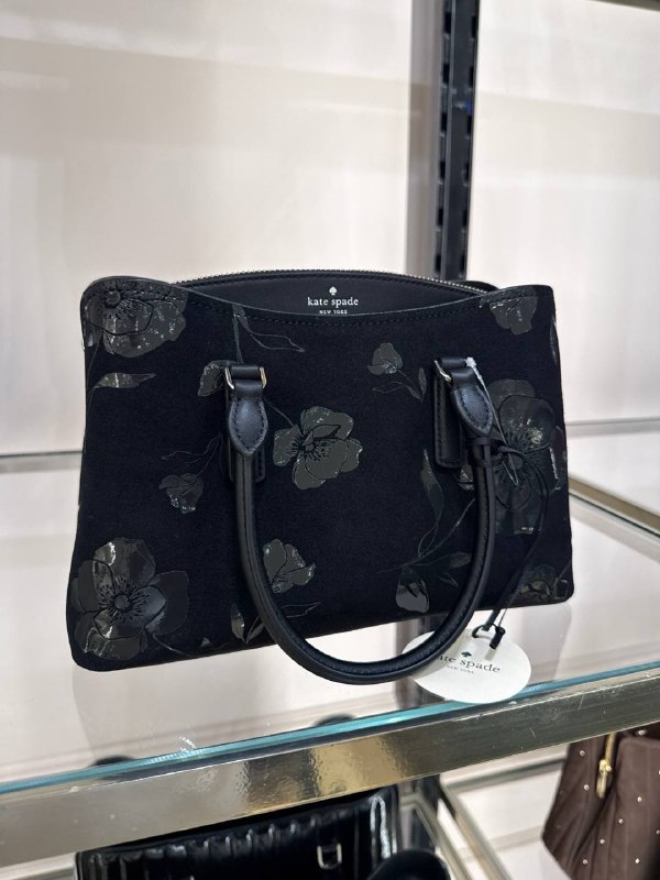Kate Spade Thompson Street Floral Suede Small Satchel Bag - Preorder — Black (001)