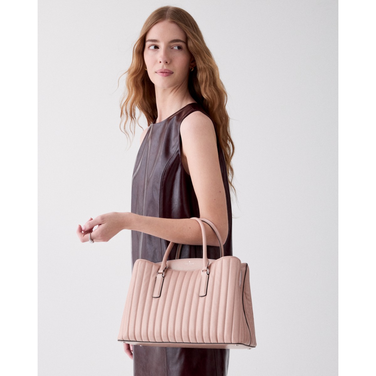 Kate Spade Thompson Street Shiny Quilted Satchel Bag - Preorder — Rose Smoke