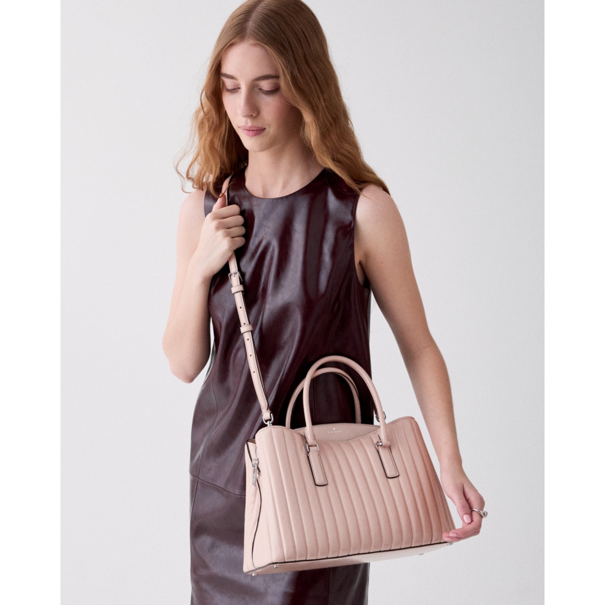 Kate Spade Thompson Street Shiny Quilted Satchel Bag - Preorder — Rose Smoke