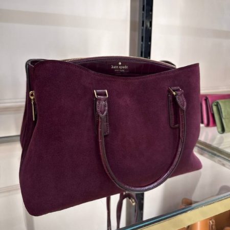 Kate Spade Thompson Street Suede And Croc Embossed Satchel Bag - Preorder — Deep Cherry (600)