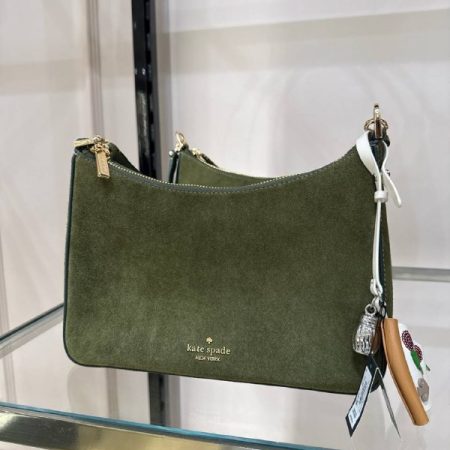 Kate Spade Margot Suede Medium Shoulder Bag - Preorder — Enchanted Green (300)