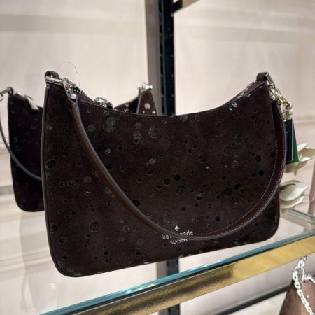 Kate Spade Margot Suede Dots Medium Shoulder Bag - Preorder — Hot Fudge (200)