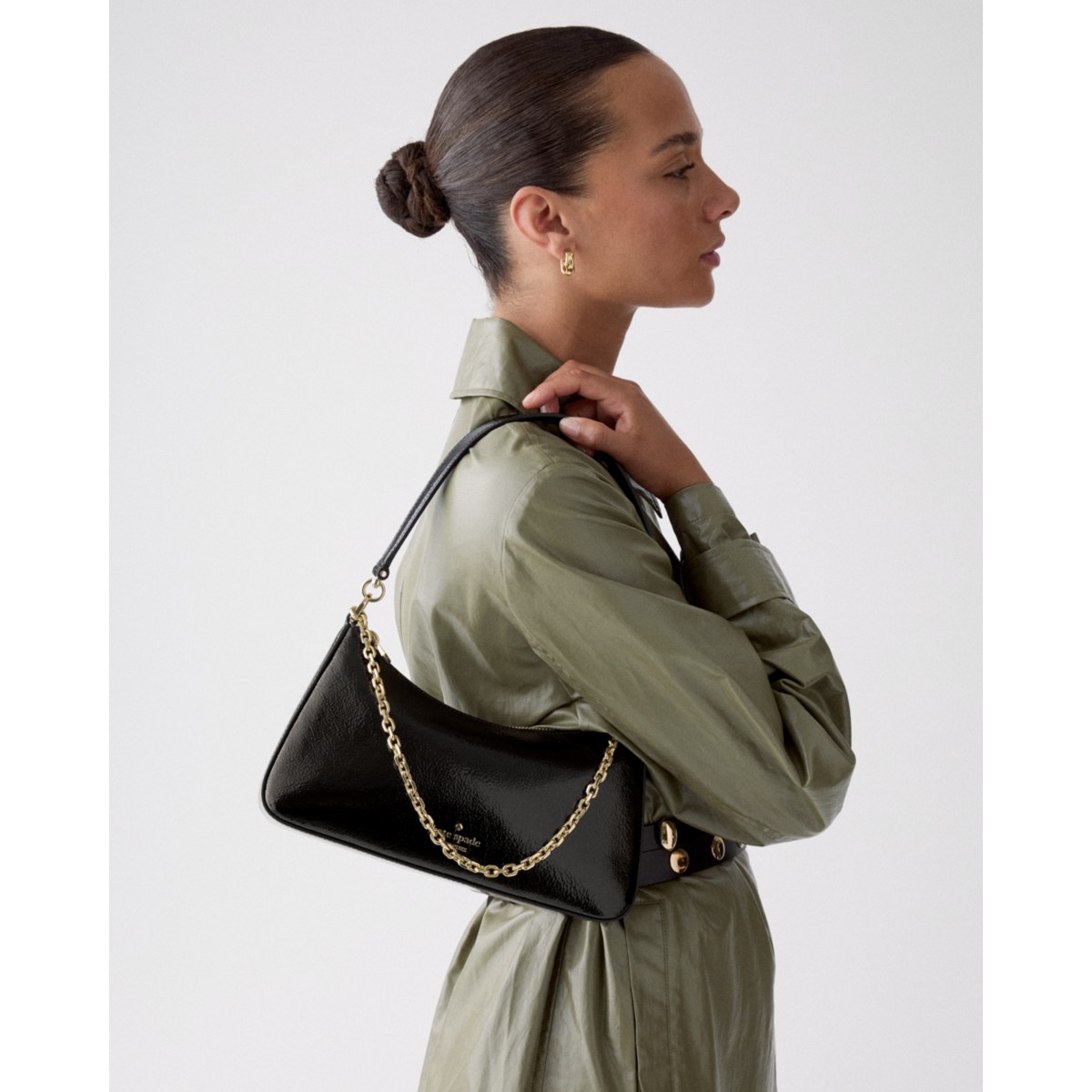 Kate Spade Margot Shiny Leather Shoulder Bag - Preorder — Black