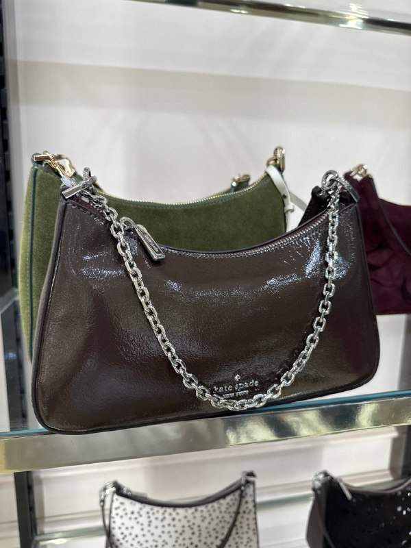 Kate Spade Margot Shiny Leather Shoulder Bag - Preorder — Hot Fudge (200)