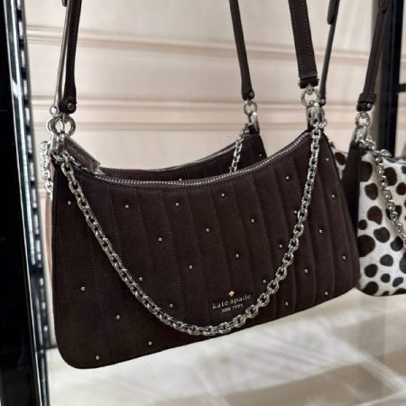 Kate Spade Margot Quilted Suede Shoulder Bag - Preorder — Hot Fudge (200)