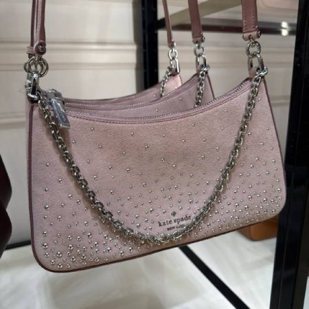 Kate Spade Margot Studded Suede Shoulder Bag - Preorder — Dusk Rose (650)