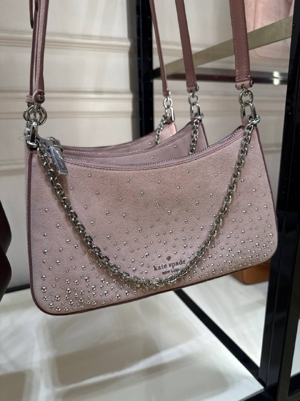 Kate Spade Margot Studded Suede Shoulder Bag - Preorder — Dusk Rose (650)