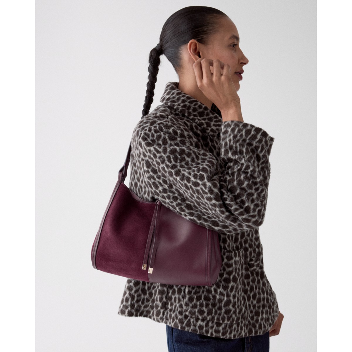 Kate Spade Reese Suede Shoulder Bag - Preorder — Deep Cherry Multi