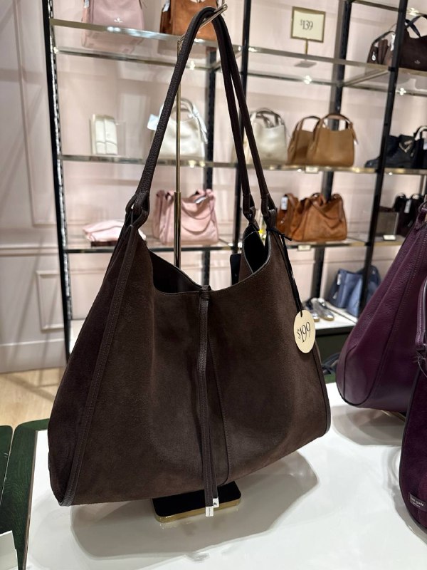 Kate Spade Reese Suede Large Shoulder Bag - Preorder — Hot Fudge (200)