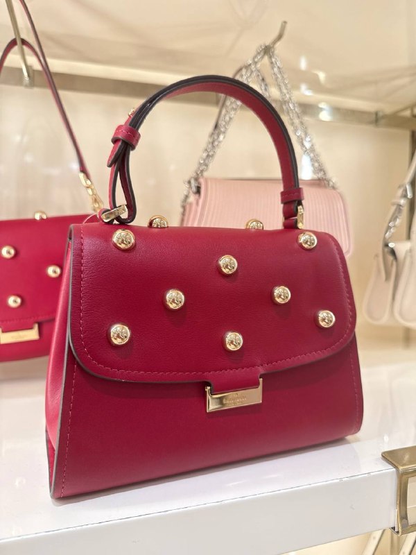 Kate Spade Riley Studded Small Top Handle Bag - Preorder — Red Jam (600)