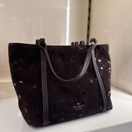 Kate Spade Marlowe Suede Dots Small Tote Bag - Preorder — Hot Fudge (200)