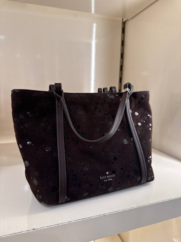 Kate Spade Marlowe Suede Dots Small Tote Bag - Preorder — Hot Fudge (200)