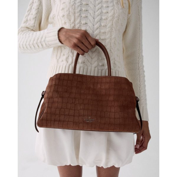 Kate Spade Harper Suede Croc Satchel Bag - Preorder — Chocolate Truffle