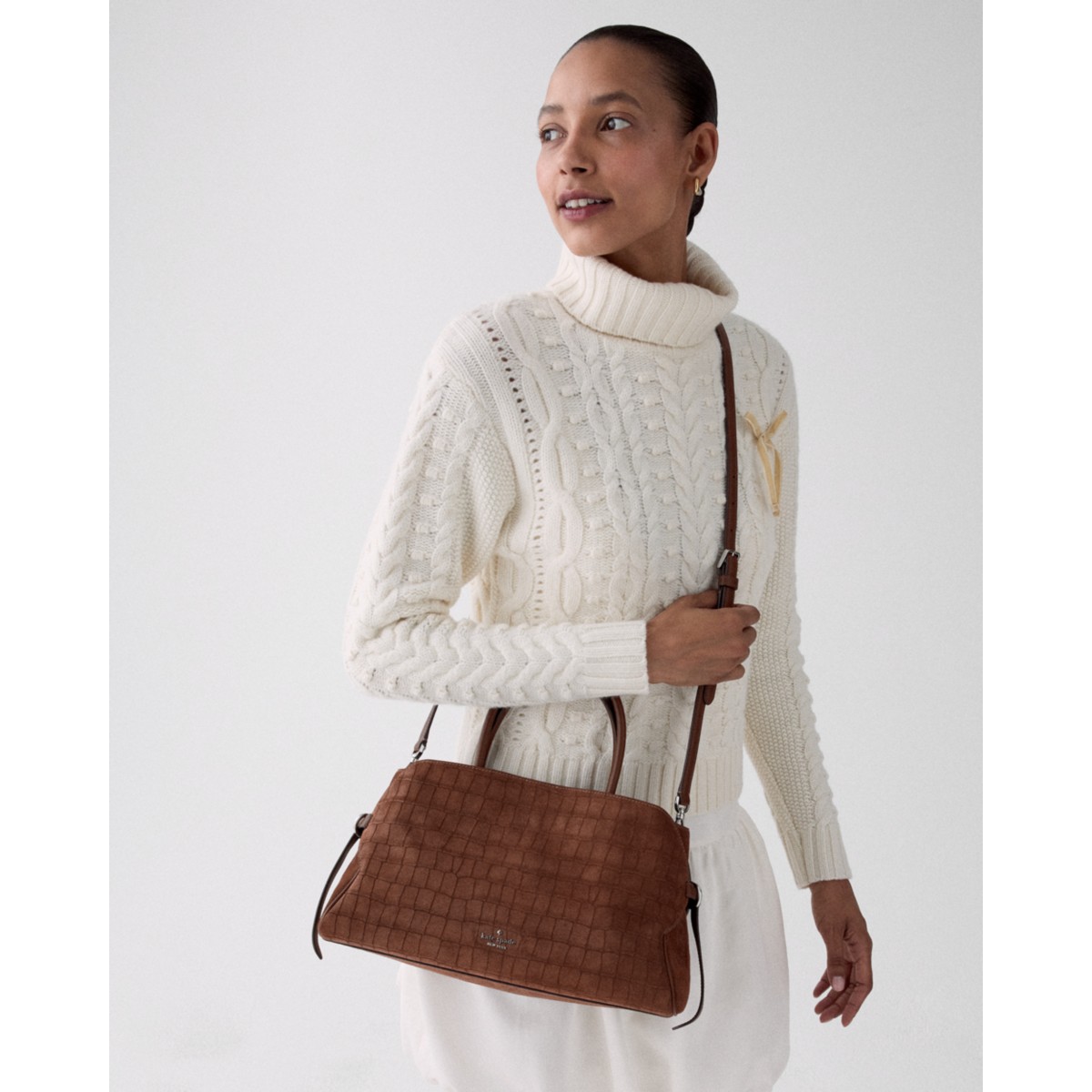 Kate Spade Harper Suede Croc Satchel Bag - Preorder — Chocolate Truffle