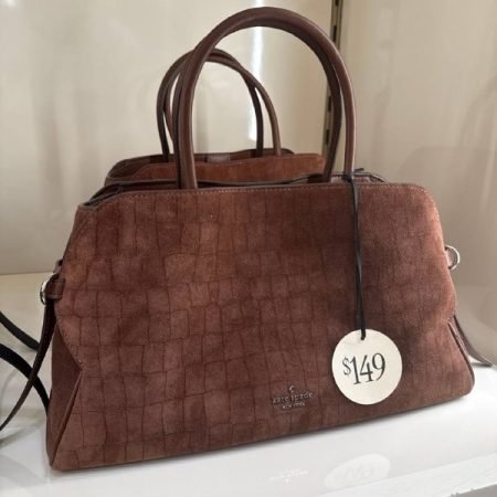 Kate Spade Harper Suede Croc Satchel Bag - Preorder — Chocolate Truffle (200)