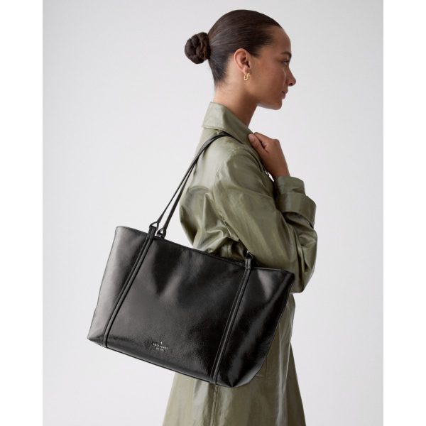 Kate Spade Marlowe Shiny Leather Tote Bag - Preorder — Black