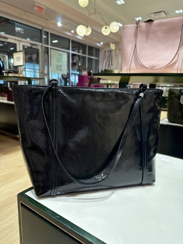 Kate Spade Marlowe Shiny Leather Tote Bag - Preorder — Black (001)