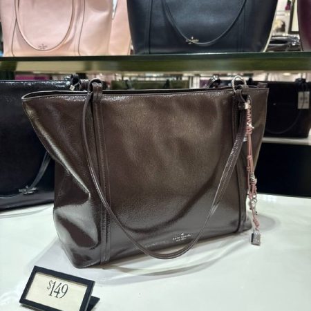 Kate Spade Marlowe Shiny Leather Tote Bag - Preorder — Hot Fudge (200)