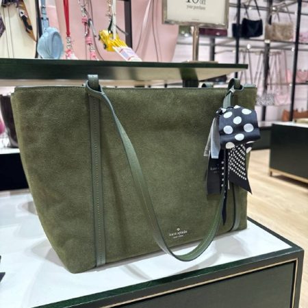 Kate Spade Marlowe Suede Tote Bag - Preorder — Enchanted Green (300)