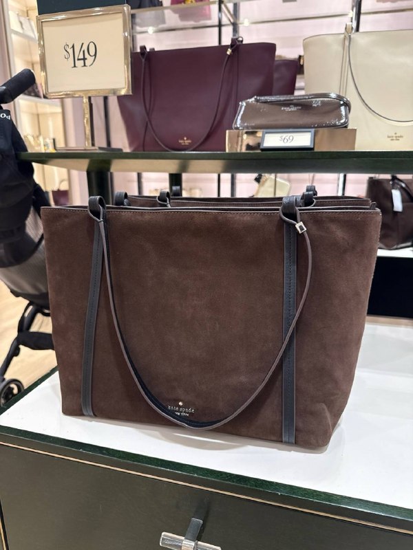 Kate Spade Marlowe Suede Tote Bag - Preorder — Hot Fudge (200)