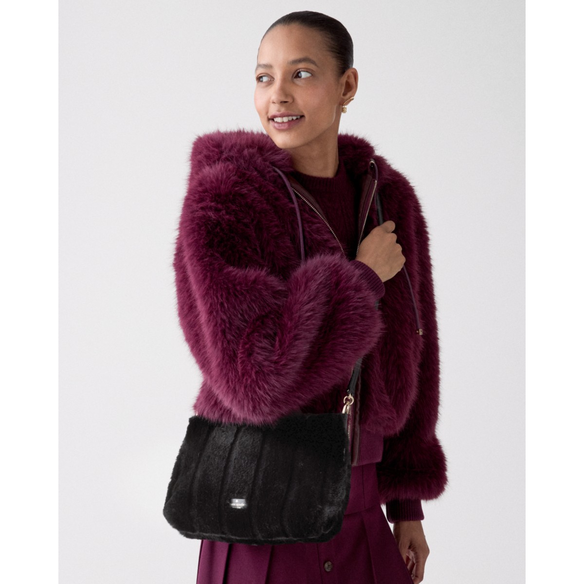 Kate Spade Margot Faux Fur Medium Shoulder Bag - Preorder — Black